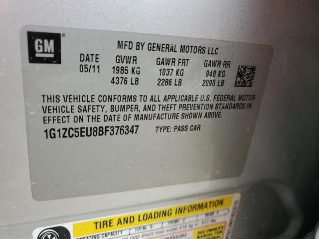 1G1ZC5EU8BF376347 - 2011 CHEVROLET MALIBU 1LT 银色 照片 12