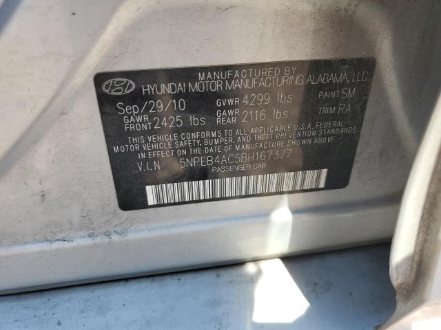 5NPEB4AC5BH167377 - 2011 HYUNDAI SONATA GLS GRAY photo 12