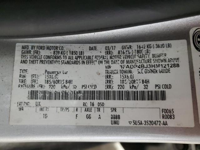 3FADP4BJ3HM121288 - 2017 FORD FIESTA SE 双色 照片 12