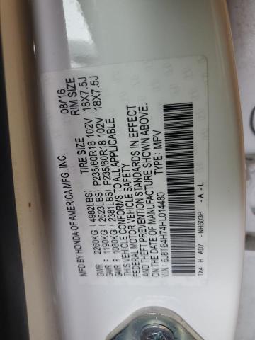 5J8TB4H74HL014480 - 2017 ACURA RDX ADVANCE WHITE photo 13