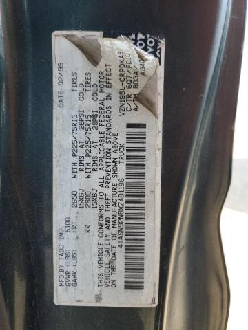4TASN92N8XZ481186 - 1999 TOYOTA TACOMA XTRACAB PRERUNNER 绿色 照片 12