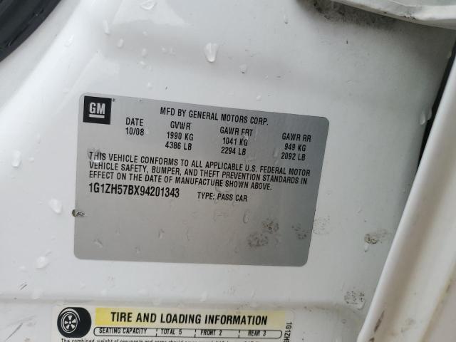 1G1ZH57BX94201343 - 2009 CHEVROLET MALIBU 1LT WHITE photo 12
