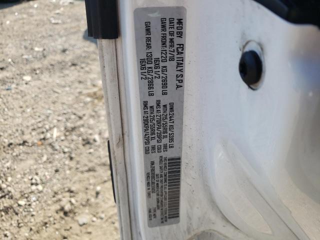 ZFBERFBB2J6L55850 - 2018 RAM PROMASTER SLT Սպիտակ լուսանկար 12