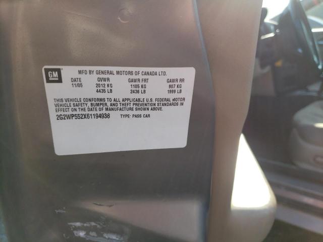 2G2WP552X61194938 - 2006 PONTIAC GRAND PRIX 棕色 照片 12