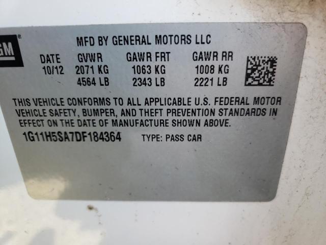 1G11H5SA7DF184364 - 2013 CHEVROLET MALIBU LTZ Blanc photo 12