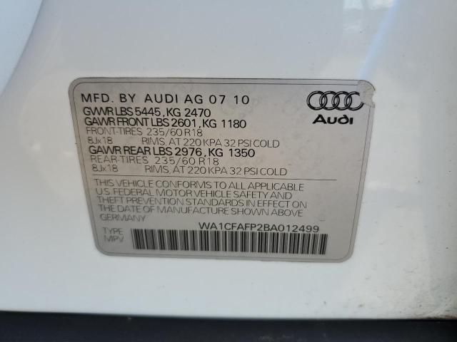 WA1CFAFP2BA012499 - 2011 AUDI Q5 PREMIUM WHITE photo 13