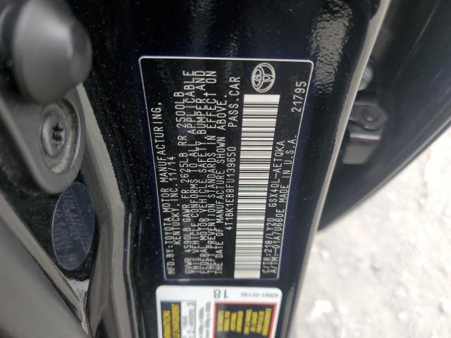 4T1BK1EB8FU139650 - 2015 TOYOTA AVALON XLE BLACK photo 12