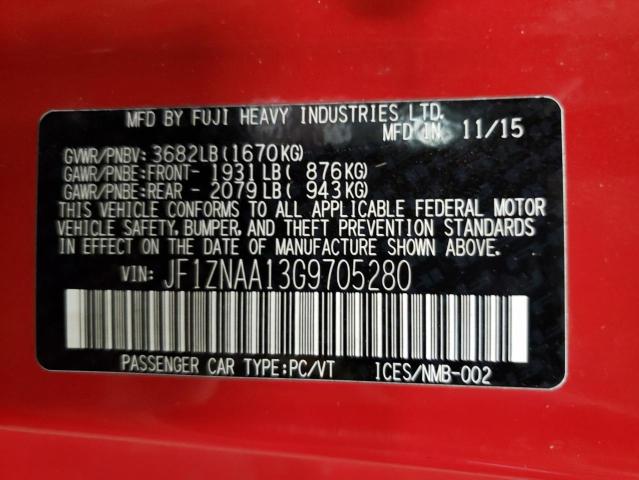 JF1ZNAA13G9705280 - 2016 TOYOTA SCION FR-S წითელი ფოტო 13