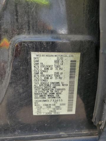 5N1AR18W65C731655 - 2005 NISSAN PATHFINDER LE 黑色 照片 12