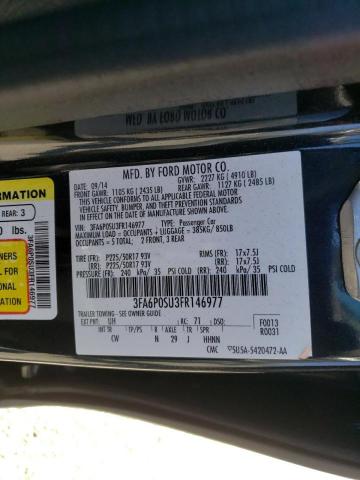 3FA6P0SU3FR146977 - 2015 FORD FUSION TITANIUM PHEV BLACK photo 10