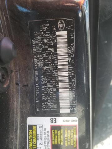 2T1BU4EEXCC883771 - 2012 TOYOTA COROLLA BASE BLACK photo 12