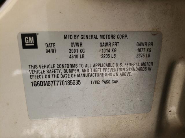 1G6DM57T770185535 - 2007 CADILLAC CTS BEIGE photo 10