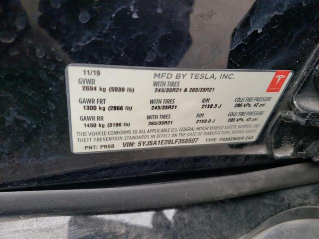 5YJSA1E28LF358507 - 2020 TESLA MODEL S Qara foto 13