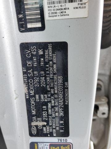 3KPF24AD4KE031968 - 2019 KIA FORTE FE Күміс фото 12