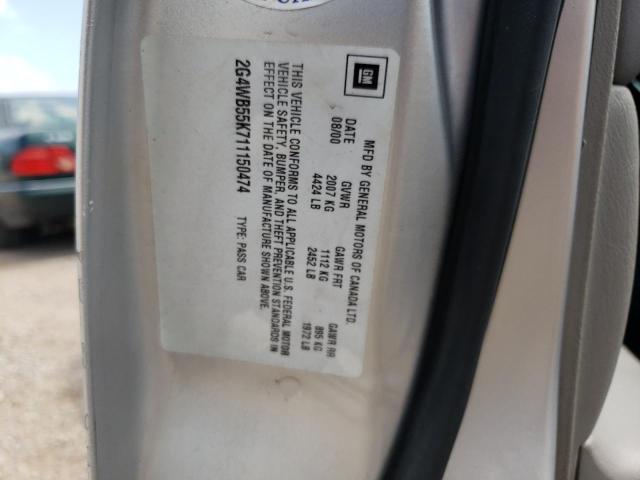 2G4WB55K711150474 - 2001 BUICK REGAL LS 银色 照片 12