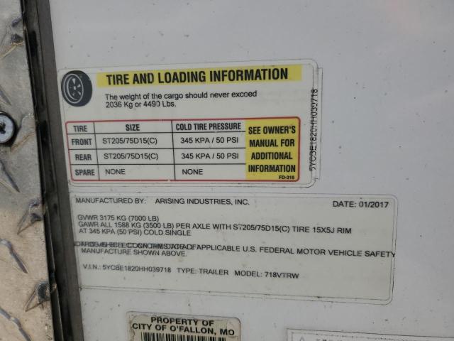 5YCBE1820HH039718 - 2017 UTILITY TRAILER Ağ foto 10