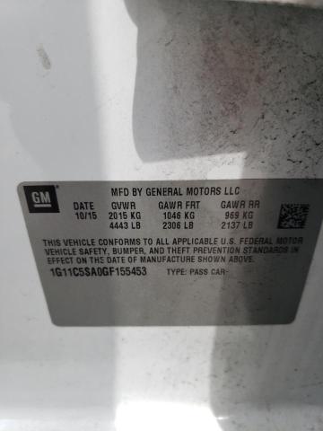 1G11C5SA0GF155453 - 2016 CHEVROLET MALIBU LIM LT 白色 照片 12