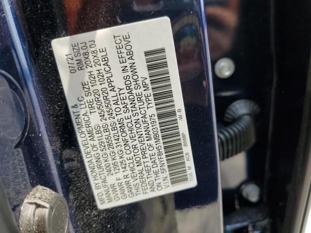 5FNYF8H51MB031975 - 2021 HONDA PASSPORT EXL أزرق صورة 12