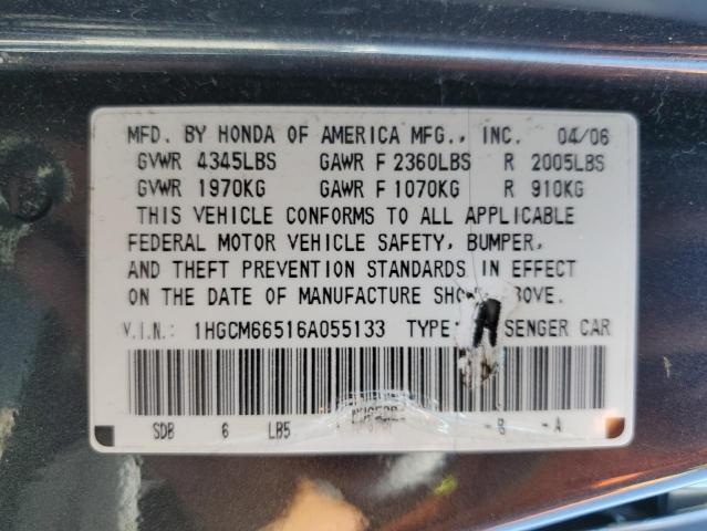 1HGCM66516A055133 - 2006 HONDA ACCORD EX TEAL photo 12