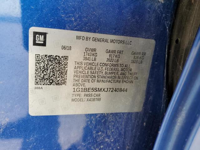 1G1BE5SMXJ7240844 - 2018 CHEVROLET CRUZE LT BLUE photo 12