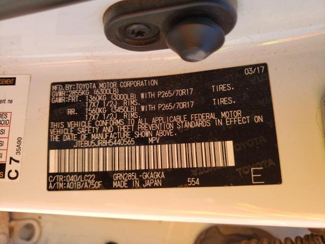 JTEBU5JR8H5440565 - 2017 TOYOTA 4RUNNER SR5/SR5 PREMIUM 白色 照片 14