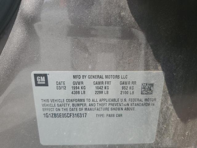 1G1ZB5E05CF316317 - 2012 CHEVROLET MALIBU LS ნაცრისფერი ფოტო 12