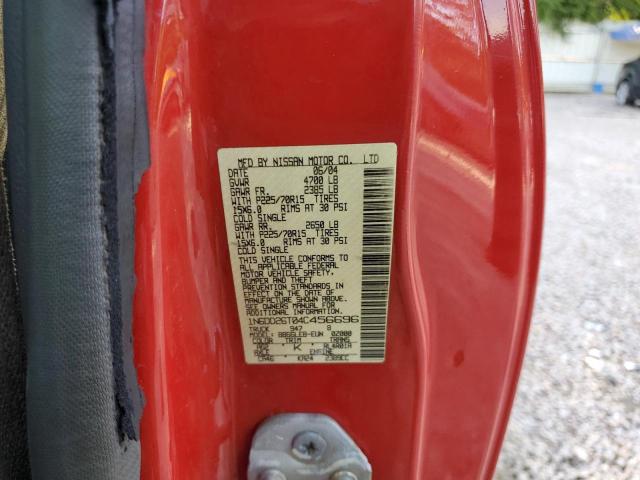 1N6DD26T04C456696 - 2004 NISSAN FRONTIER KING CAB XE RED photo 12