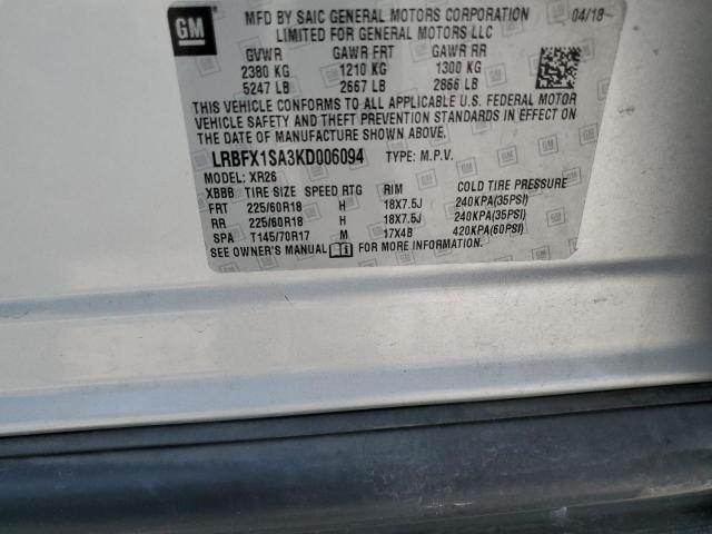 LRBFX1SA3KD006094 - 2019 BUICK ENVISION PREFERRED SILVER photo 14