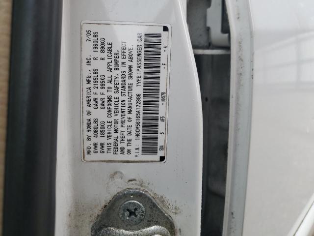 1HGCM56165A172986 - 2005 HONDA ACCORD DX WHITE photo 13