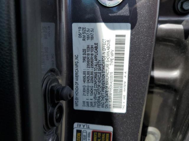 5J6RW1H53KA033576 - 2019 HONDA CR-V EX GRAY photo 13