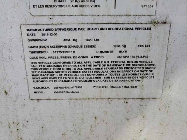 5SFNB3426JN377902 - 2018 HEART LAND SUNDANCE İki rəngli foto 10