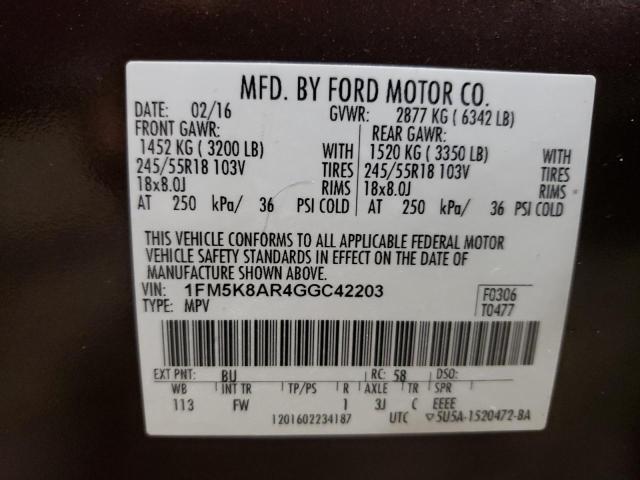 1FM5K8AR4GGC42203 - 2016 FORD EXPLORER POLICE INTERCEPTOR 棕色 照片 14