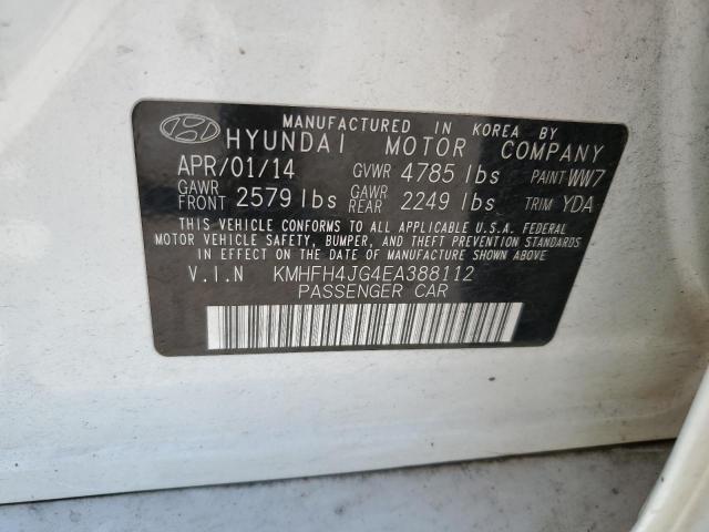 KMHFH4JG4EA388112 - 2014 HYUNDAI AZERA GLS WHITE photo 12