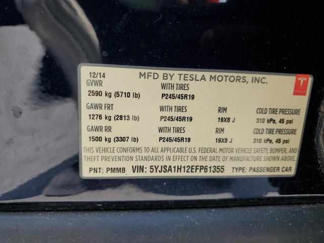 5YJSA1H12EFP61355 - 2014 TESLA MODEL S BLUE photo 12