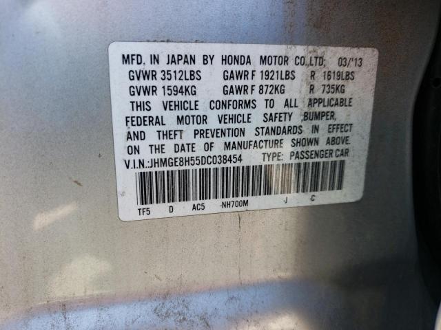 JHMGE8H55DC038454 - 2013 HONDA FIT SPORT SILVER photo 12