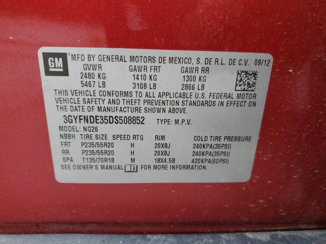 3GYFNDE35DS508852 - 2013 CADILLAC SRX PERFORMANCE COLLECTION Czerwony zdjęcie 13