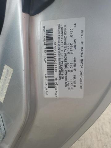 JM1NB353320222989 - 2002 MAZDA MX-5 MIATA BASE SILVER photo 12