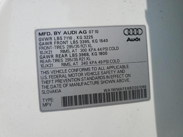 WA1WMAFE8BD001068 - 2011 AUDI Q7 PRESTIGE WHITE photo 12