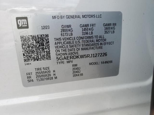 5GAERDKW5RJ127226 - 2024 BUICK ENCLAVE AVENIR WHITE photo 14