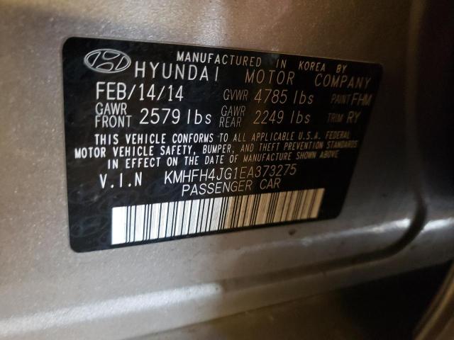 KMHFH4JG1EA373275 - 2014 HYUNDAI AZERA GLS GRAY photo 12