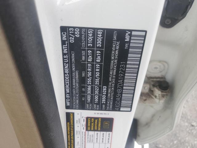 4JGDA5HB7DA197231 - 2013 MERCEDES-BENZ ML 350 4MATIC WHITE photo 13