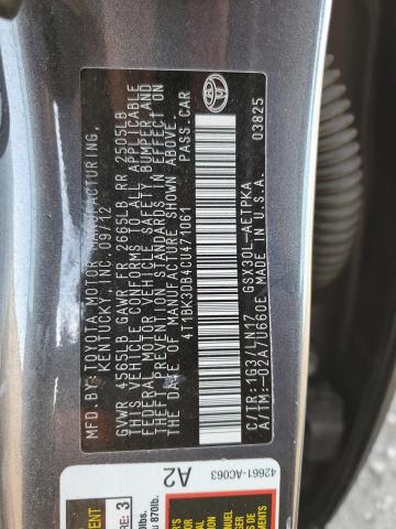 4T1BK3DB4CU471061 - 2012 TOYOTA AVALON BASE 灰色 照片 12
