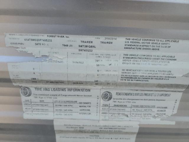 4X4TSMD20F7405232 - 2015 SALM FOREST RIV WHITE photo 10