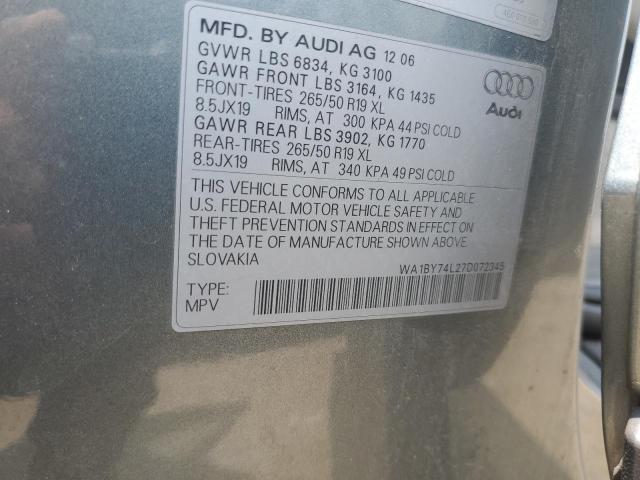 WA1BY74L27D072345 - 2007 AUDI Q7 3.6 QUATTRO PREMIUM SILVER photo 14