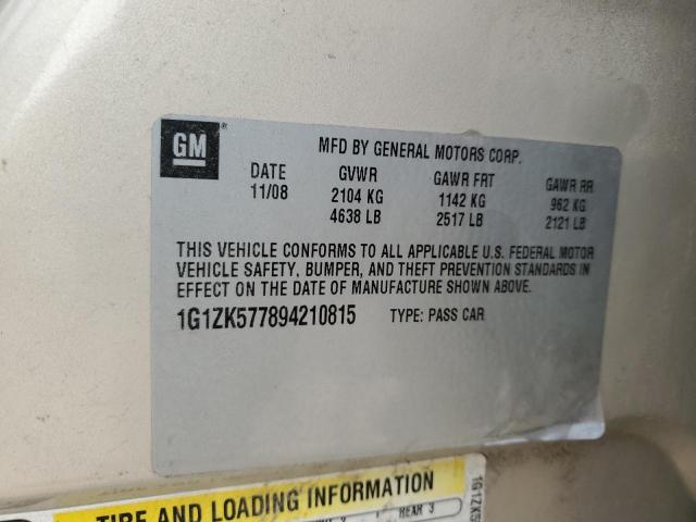 1G1ZK577894210815 - 2009 CHEVROLET MALIBU LTZ ოქროსფერი ფოტო 12