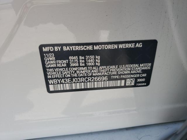 WBY43EJ03RCR26696 - 2024 BMW I7 EDRIVE50 თეთრი ფოტო 12