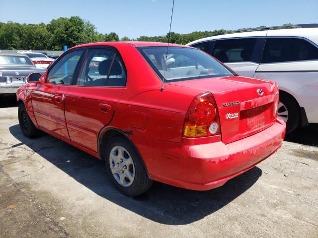 KMHCG45C45U657642 - 2005 HYUNDAI ACCENT GL RED photo 2