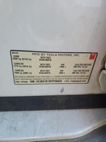 5YJSA1S1XEFP36633 - 2014 TESLA MODEL S 白色 照片 12