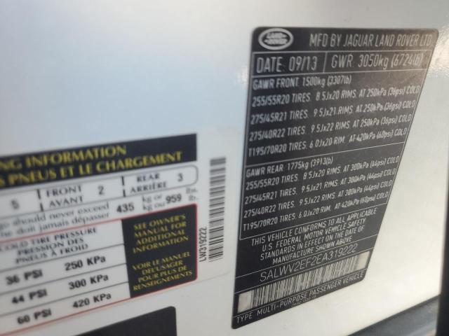 SALWV2EF2EA319222 - 2014 LAND ROVER RANGE ROVE AUTOBIOGRAPHY WHITE photo 13