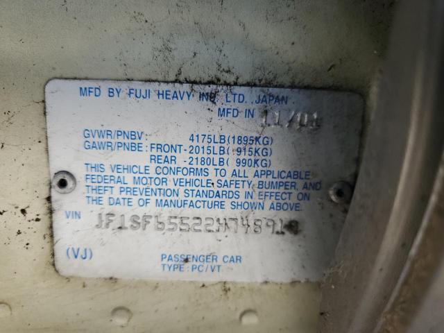 JF1SF65522H748919 - 2002 SUBARU FORESTER S GOLD photo 12